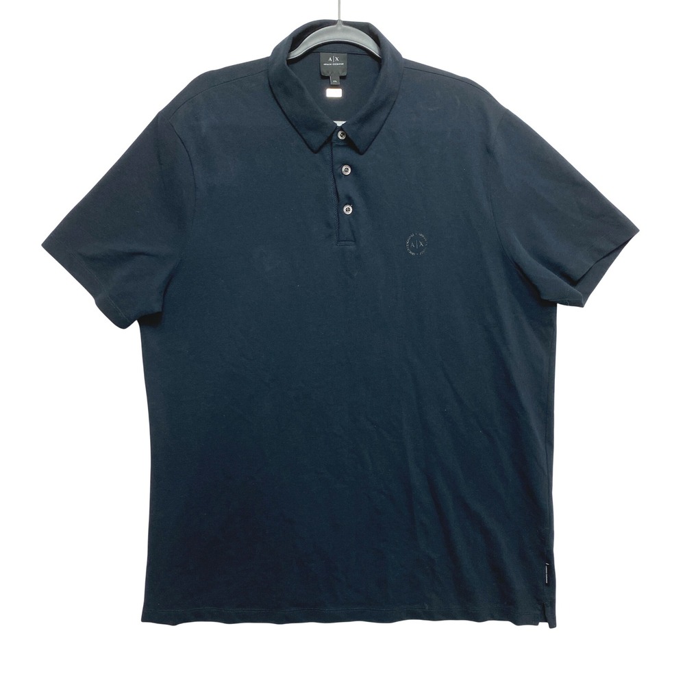 AX Armani Exchange Polo Shirt Mens XXL Black Short Sleeve Logo Lightweight